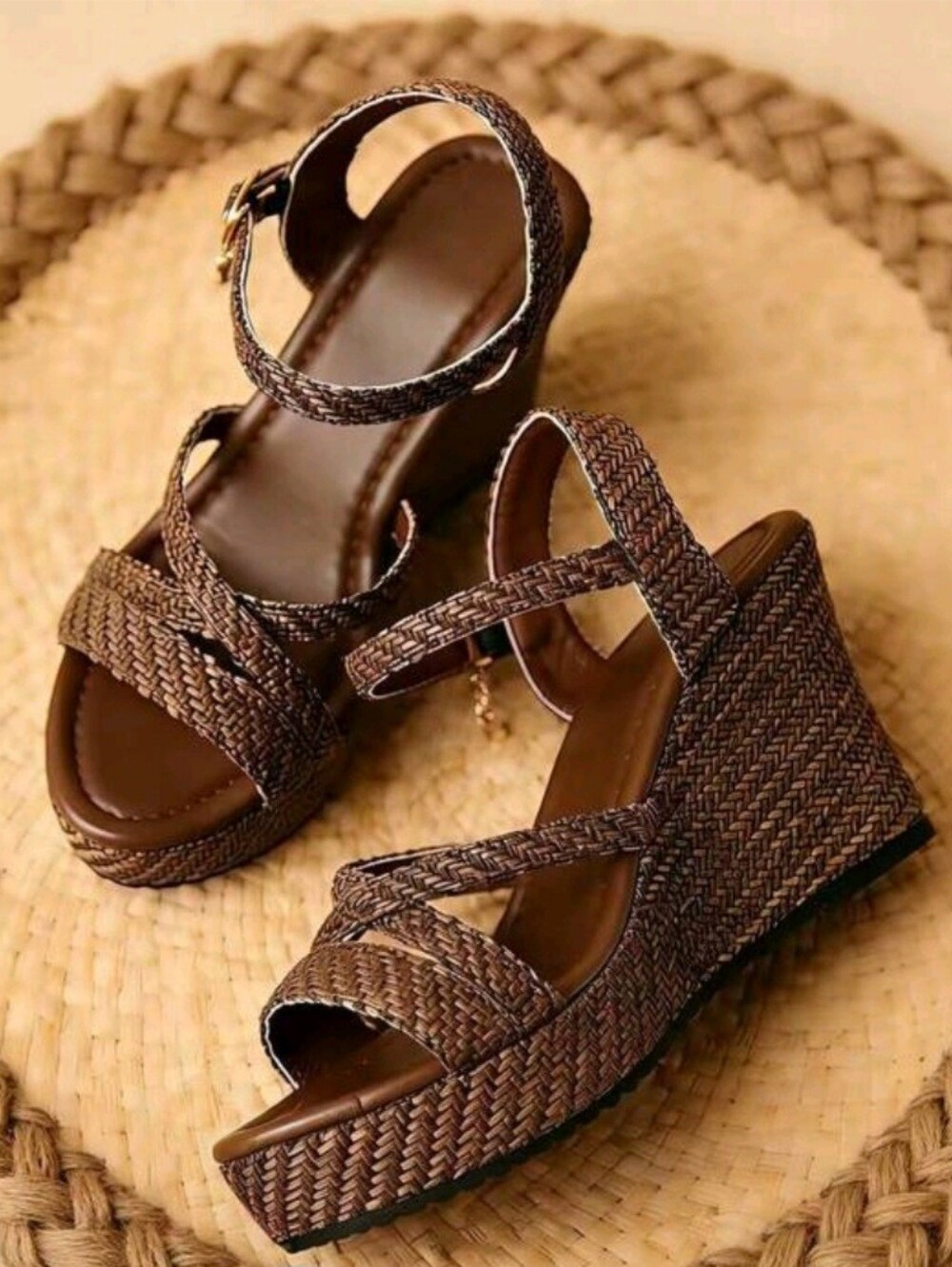 Tan Platform Wedge Sandals